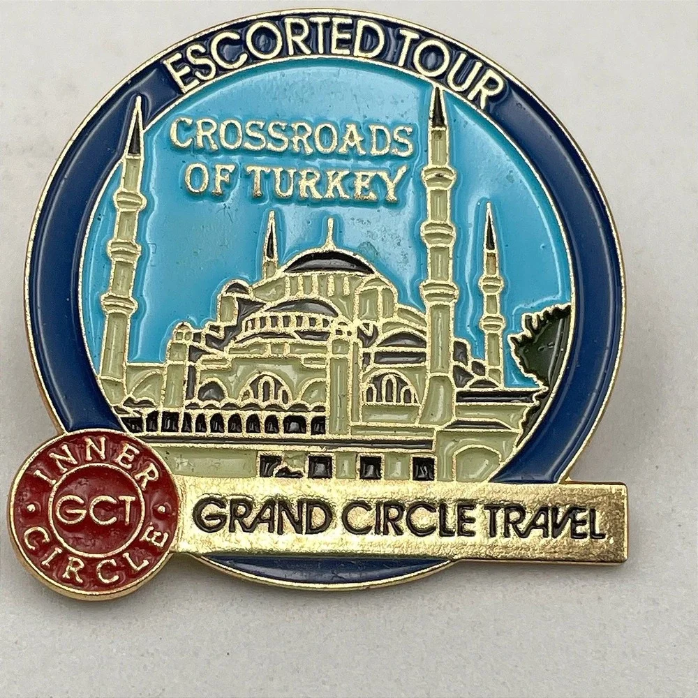 Grand Circle Travel Escorted Tour Gold-Tone Crossroads of Turkey Lapel Pin Y2K